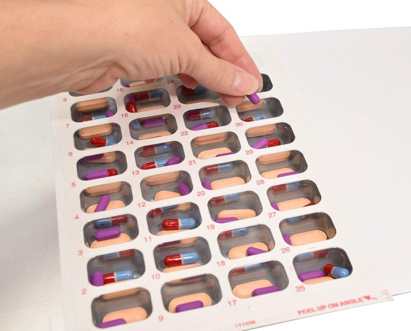 pill thing Monthly XL Cold Seal Medication Blister Pack System Cards for Pills -One Piece Unit Dose Tri-Fold Booklet, Easy No Extra Equipment Needed, Just Fill and Seal (31 Day Monthly - 6 Pack) - Image 3